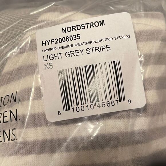Nordstrom Cali Be Layered Striped Oversized Sweatshirt NWT NEW XS - Picture 3 of 5